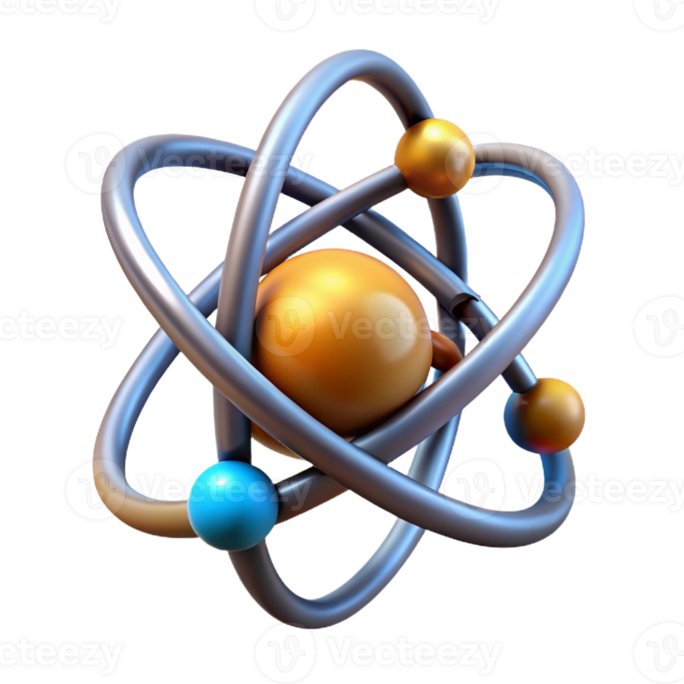extraordinary minimalist Stylized Atom Model Rotating View Transparent professional png