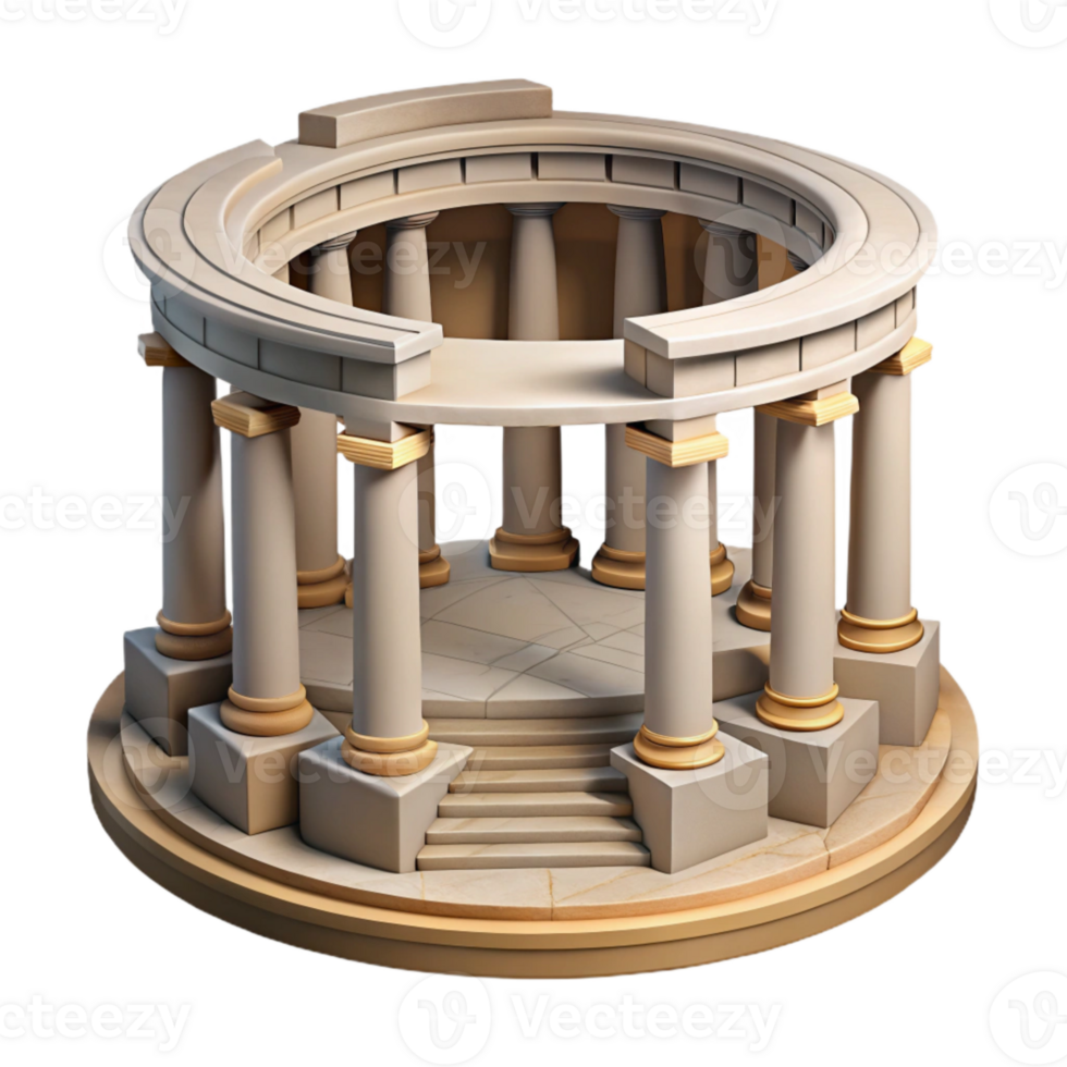 stunning traditional Stylized Greek Amphitheater Stone Architecture Isolated premium png