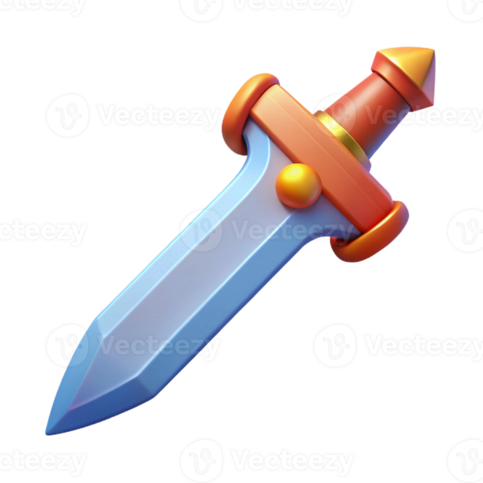 vibrant modern Stylized Sword Icon Isolated on Transparent Background high quality png