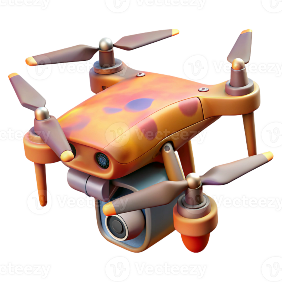 serene vintage Drone with Attached Thermal Imaging Camera Cutout premium png