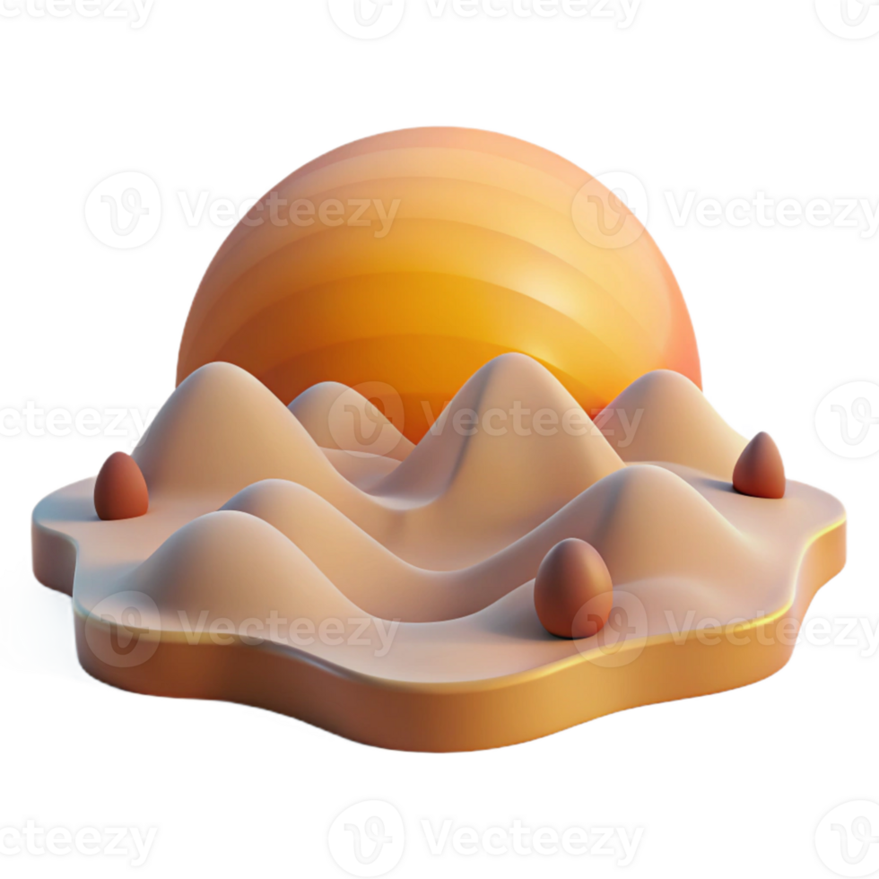 magnificent minimalist Sunrise Over Desert Landscape From Mountain Top Cutout authentic png