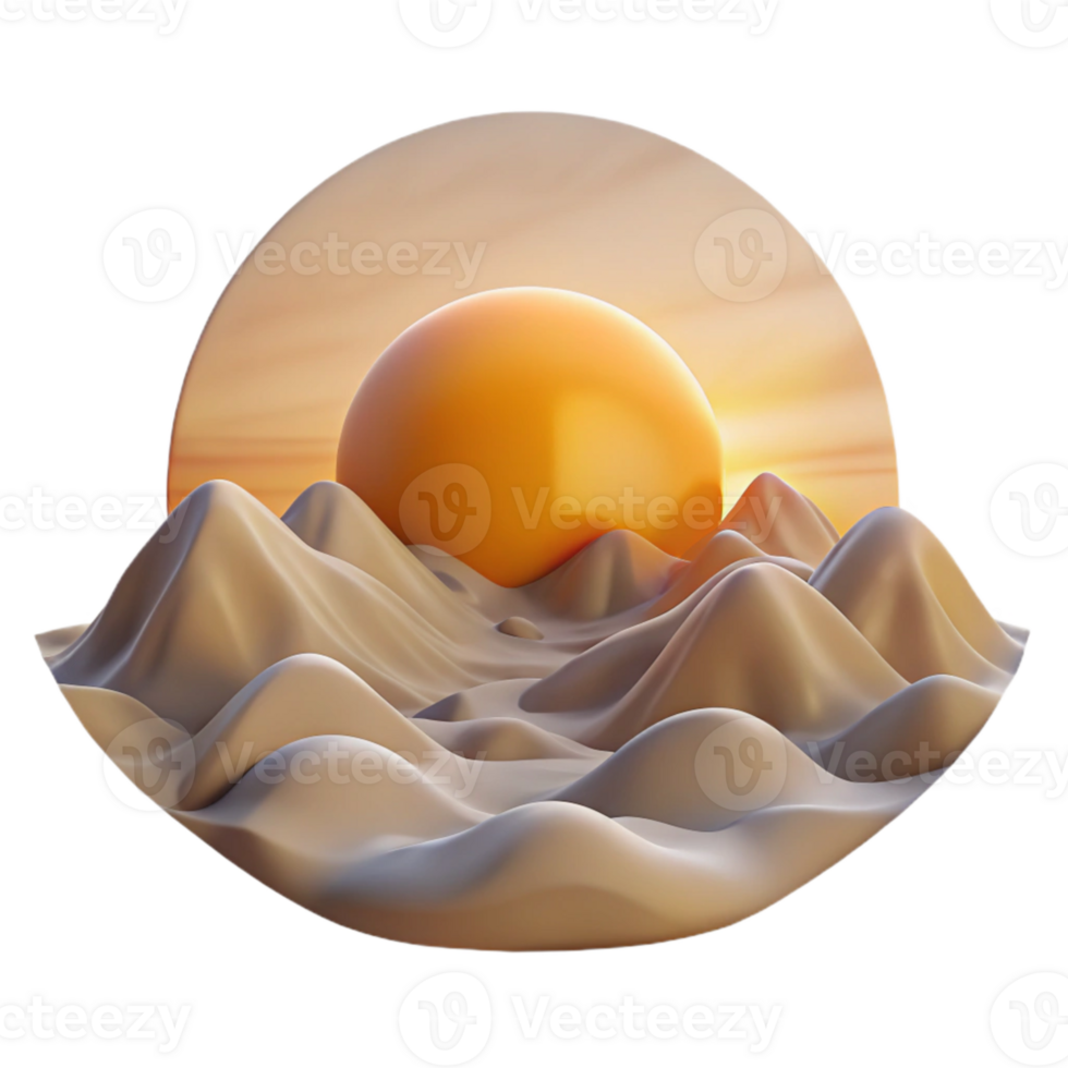 beautiful minimalist Sunrise Over Desert Landscape From Mountain Top Cutout high quality png