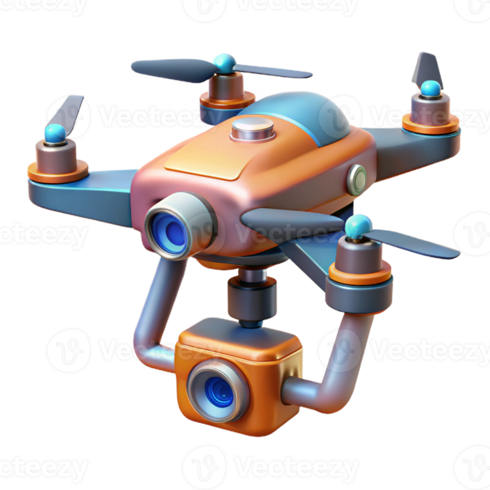 vibrant rustic Drone with Camera Gimbal Rotating Cutout png