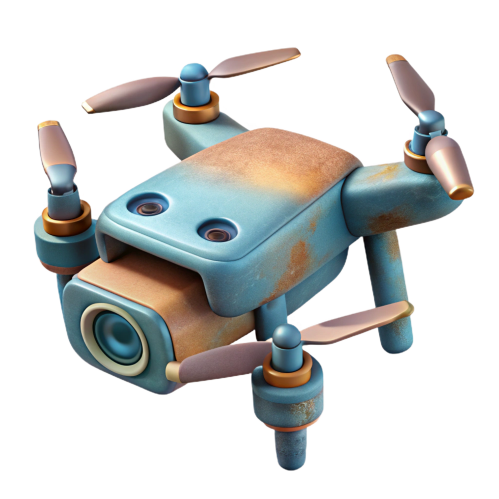 wonderful vintage Drone with Camera Zoom Feature Cutout Element original png