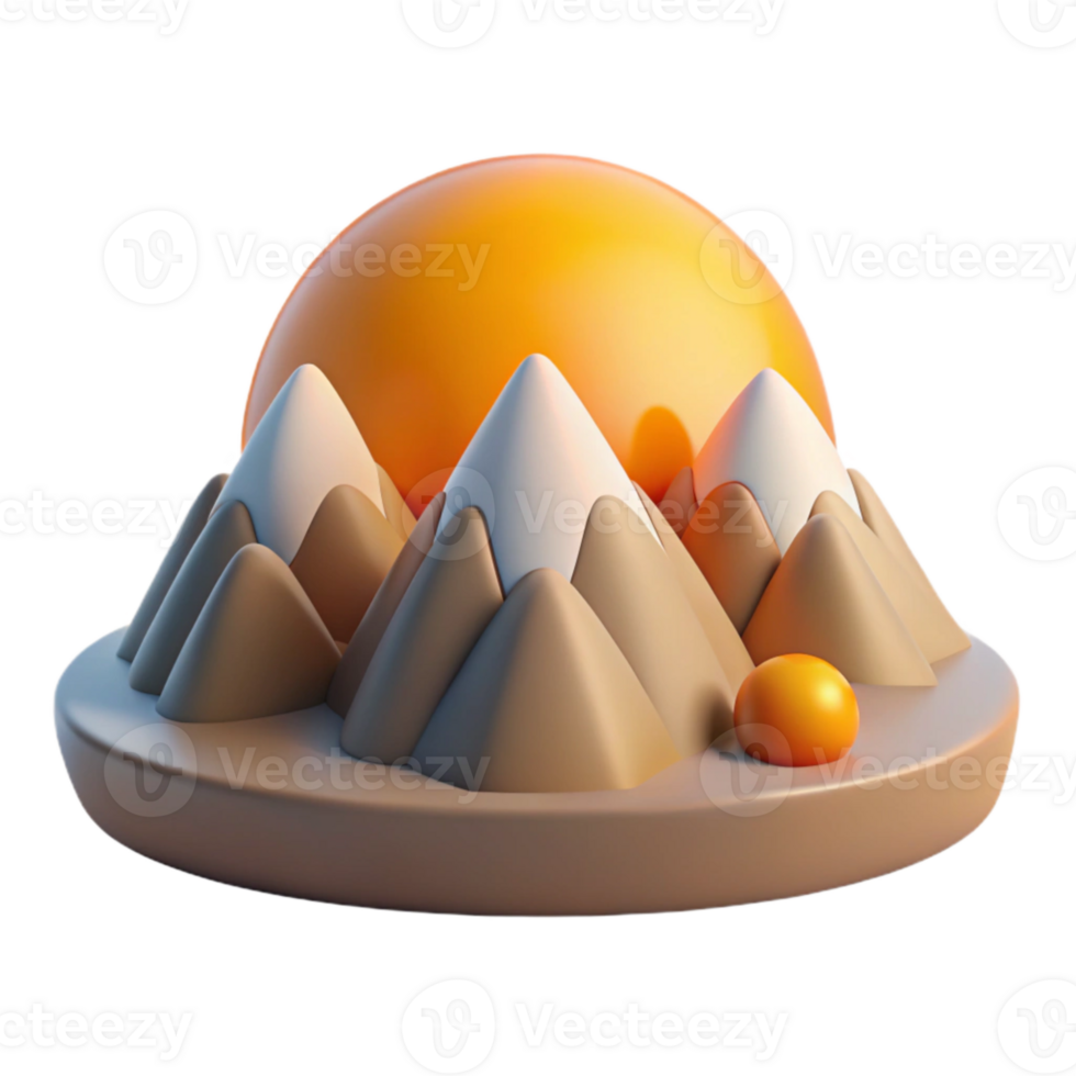 dramatic creative Sunrise Over Mountains Landscape Isolated original png