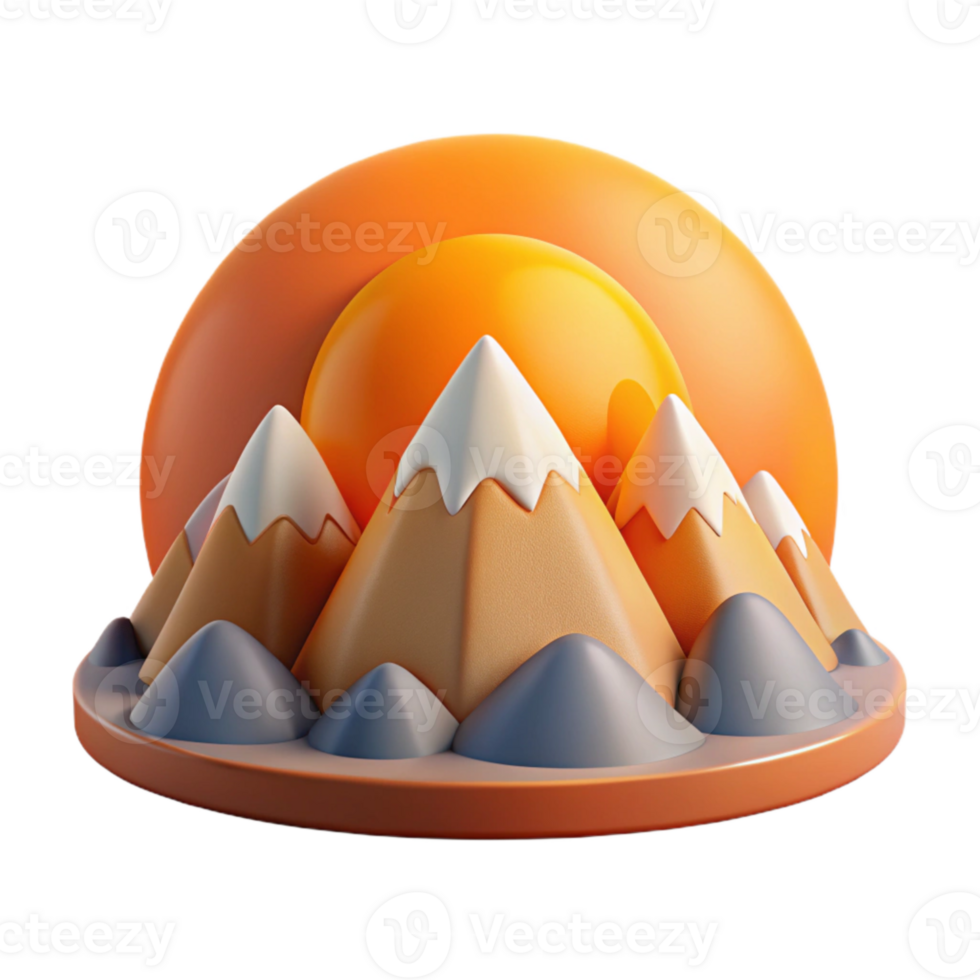 wonderful artistic Sunrise Over Mountains Orange Hues Transparent Background genuine png