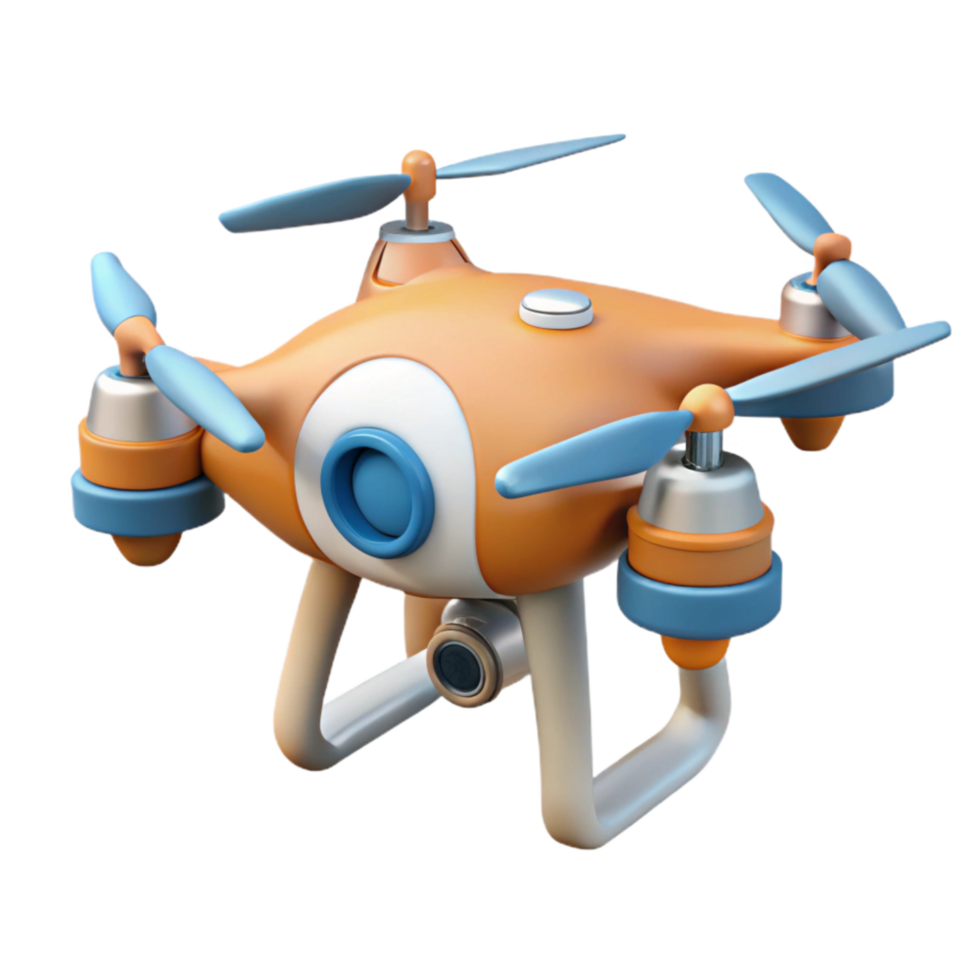 impressive rustic Drone with Emergency Landing System Transparent Background detailed png
