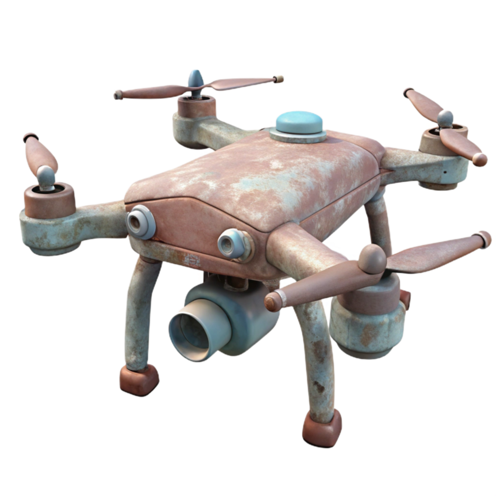 dramatic rustic Drone with Extended Landing Gear Isolated professional png