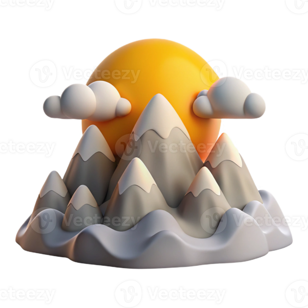 impressive artistic Sunrise Over Mountains with Fog Isolated Element professional png