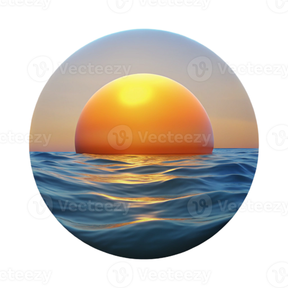 beautiful rustic Sunrise Over Ocean Horizon Isolated png