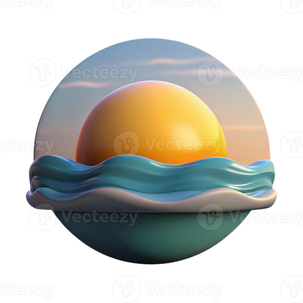 vibrant abstract Sunrise Over Ocean Landscape Cutout authentic png