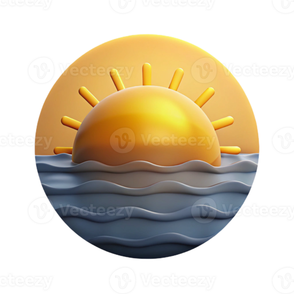 dramatic creative Sunrise Over Ocean Cutout with Golden Light high quality png