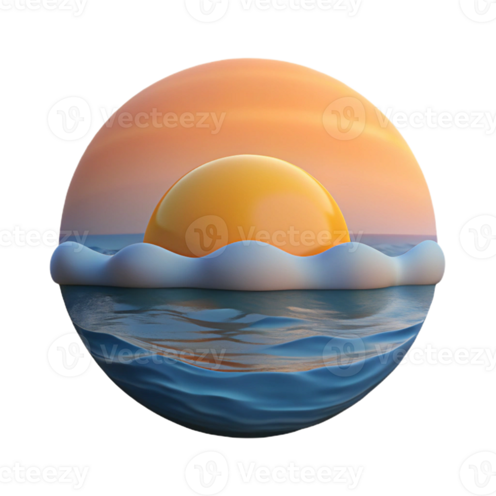 vibrant creative Sunrise Over Ocean Cutout with Golden Light genuine png