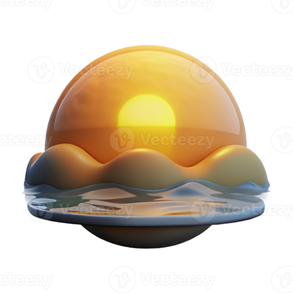 vibrant vintage Sunrise Over Ocean Cutout with Golden Light high resolution png
