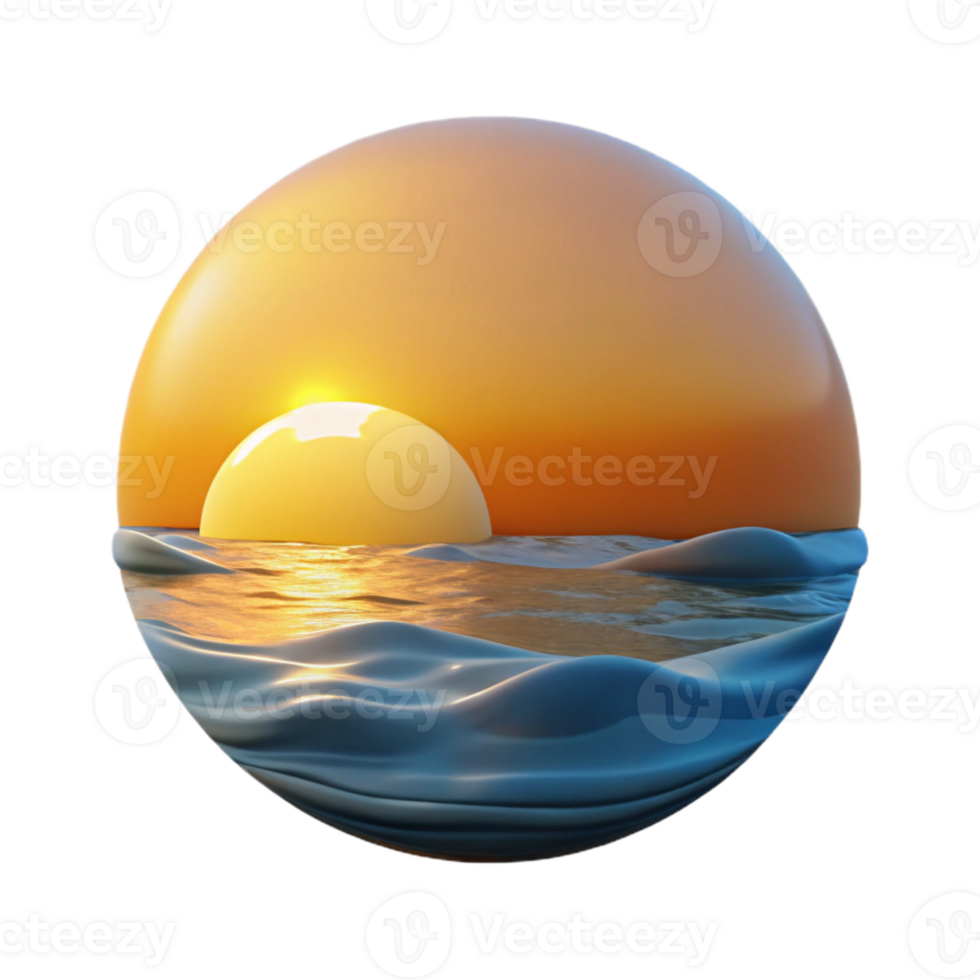 stunning creative Sunrise Over Ocean Cutout with Golden Light genuine png