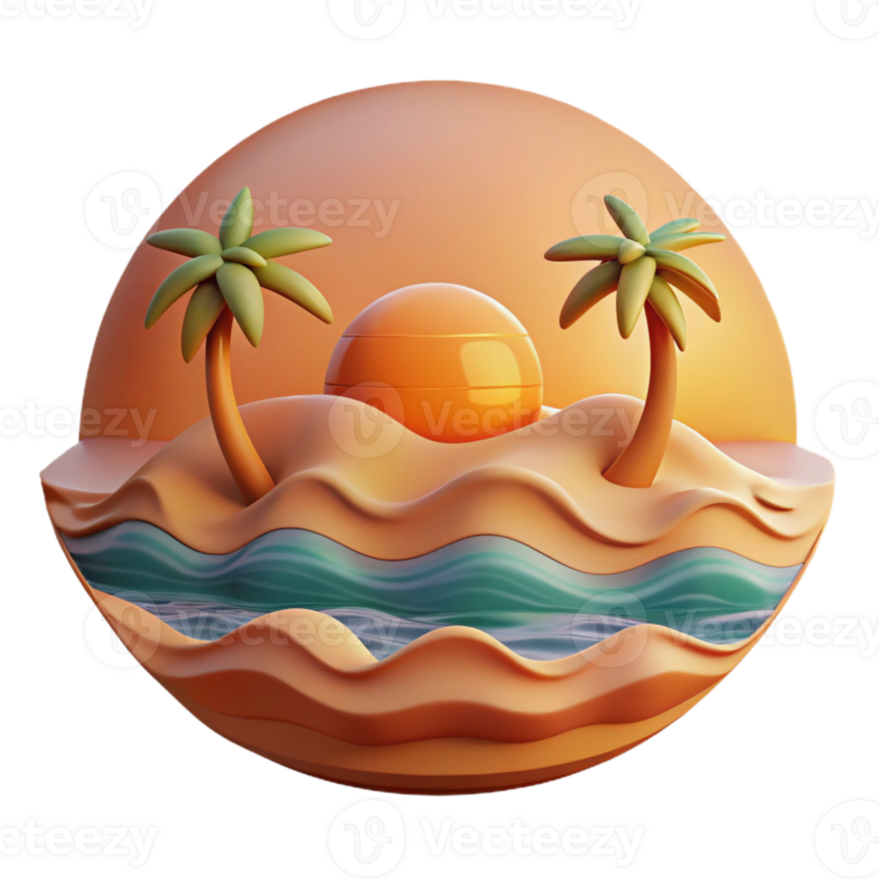 extraordinary rustic Sunset Beach Calm Waves Orange Transparent Background original png