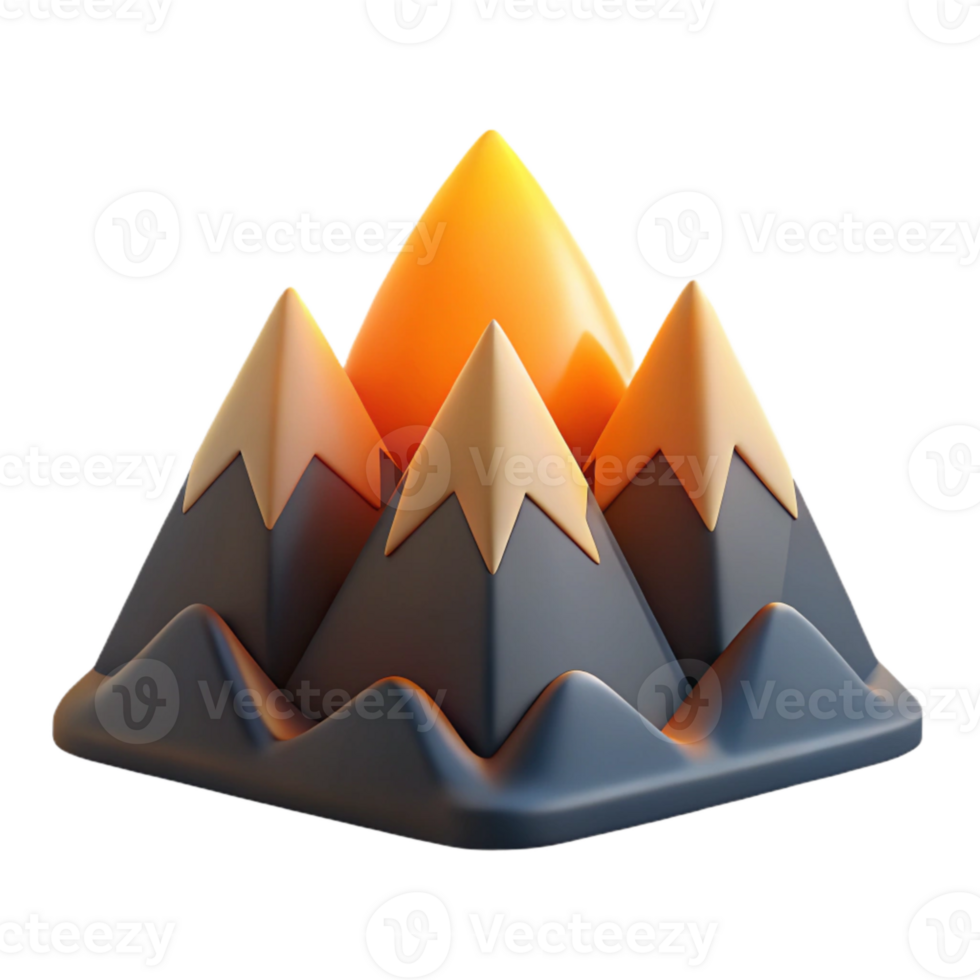 vibrant creative Sunset Mountain Range Silhouette Isolated Element high resolution png