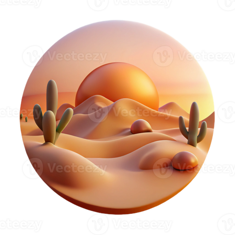beautiful contemporary Sunset Desert Landscape Transparent Isolated Element high resolution png
