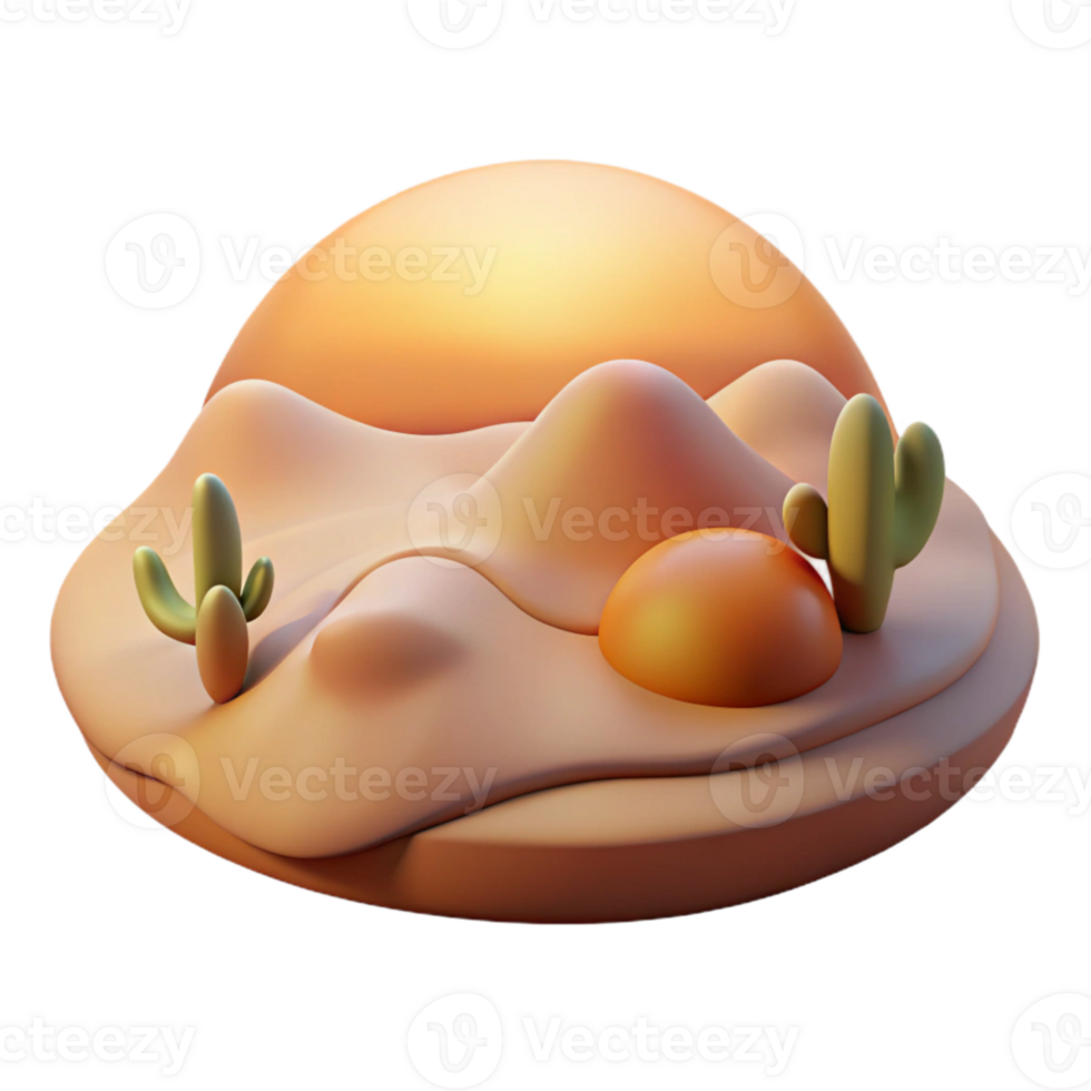 vibrant vintage Sunset Desert Landscape Transparent Isolated Element authentic png