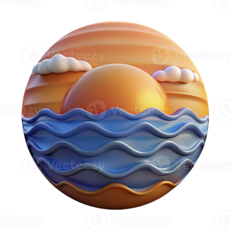 wonderful abstract Sunset Ocean Scene Cutout with Calm Waves exclusive png