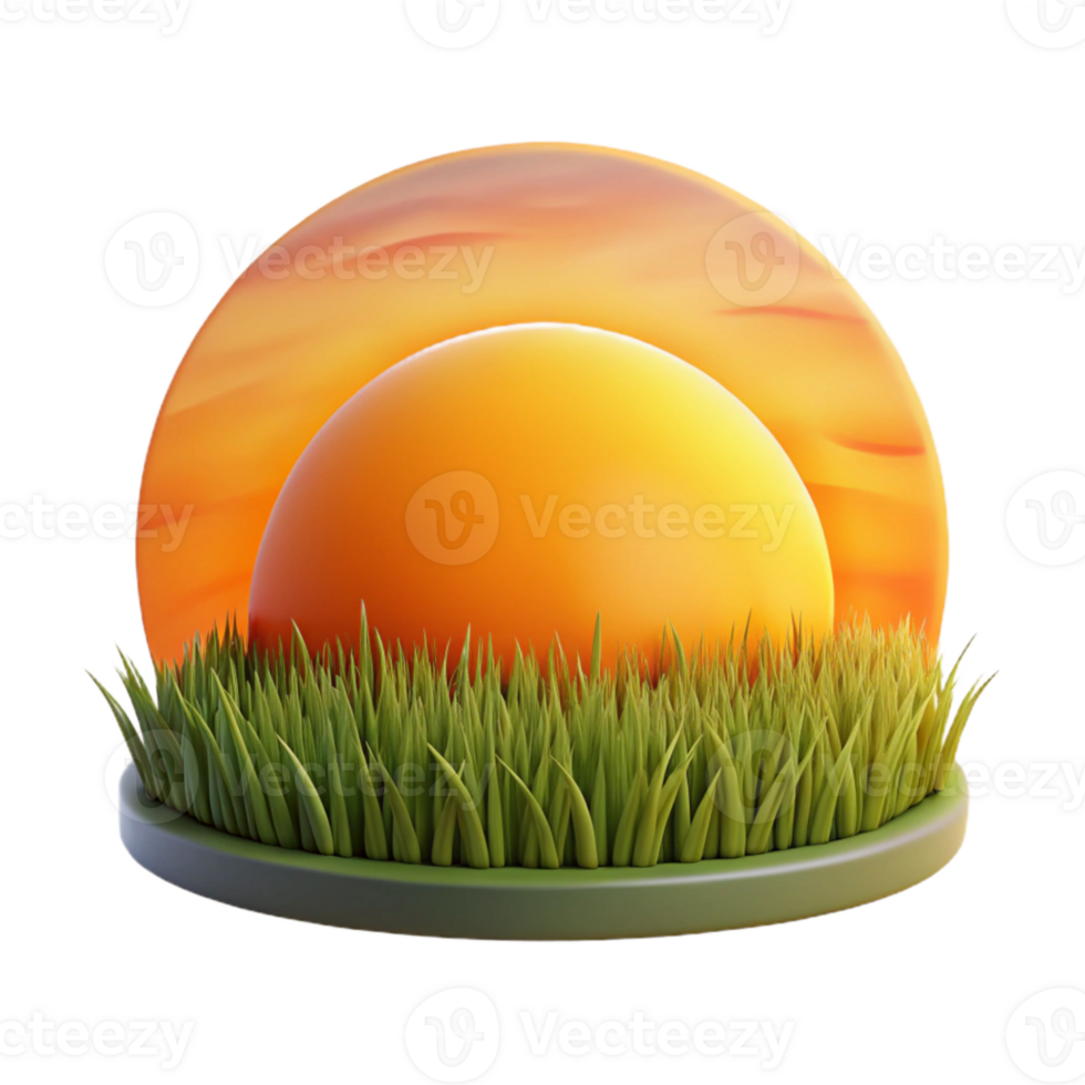 elegant creative Sunset Over a Grass Field Orange and Yellow Hues Cutout png
