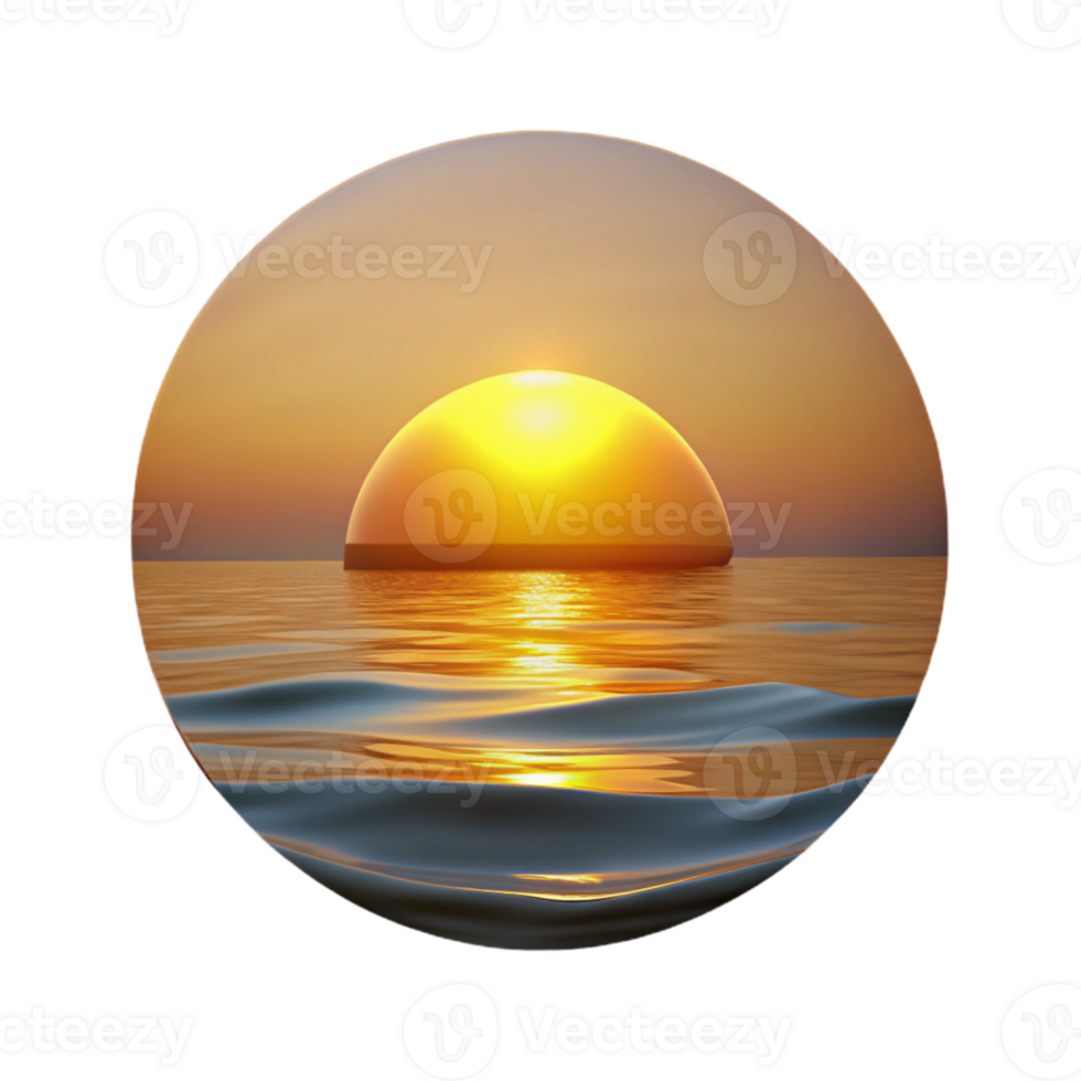 wonderful creative Sunset Over Calm Ocean Golden Hues Cutout png