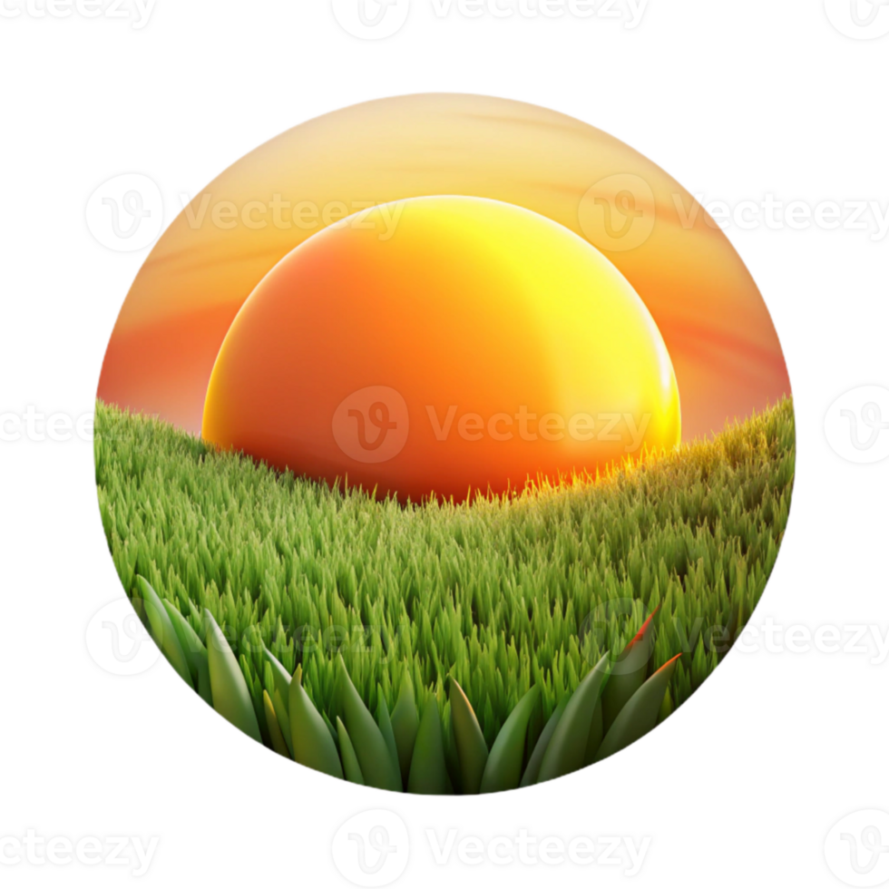 impressive classic Sunset Over a Grass Field Orange and Yellow Hues Cutout high resolution png