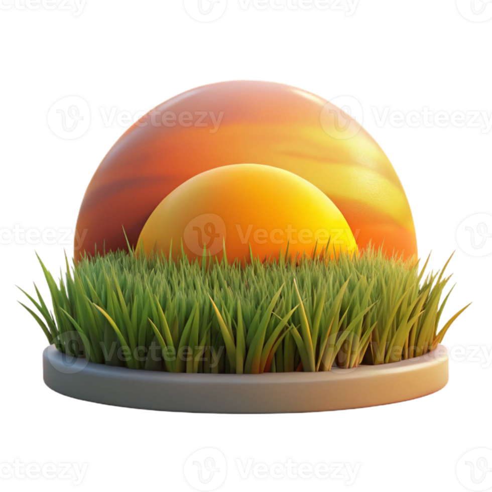 elegant contemporary Sunset Over a Grass Field Orange and Yellow Hues Cutout high resolution png