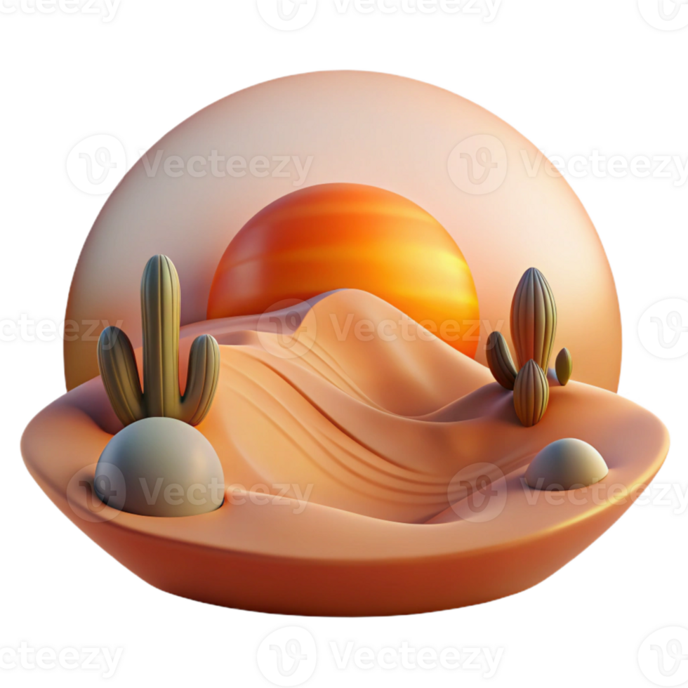 elegant vintage Sunset Over Desert Landscape Transparent Background png