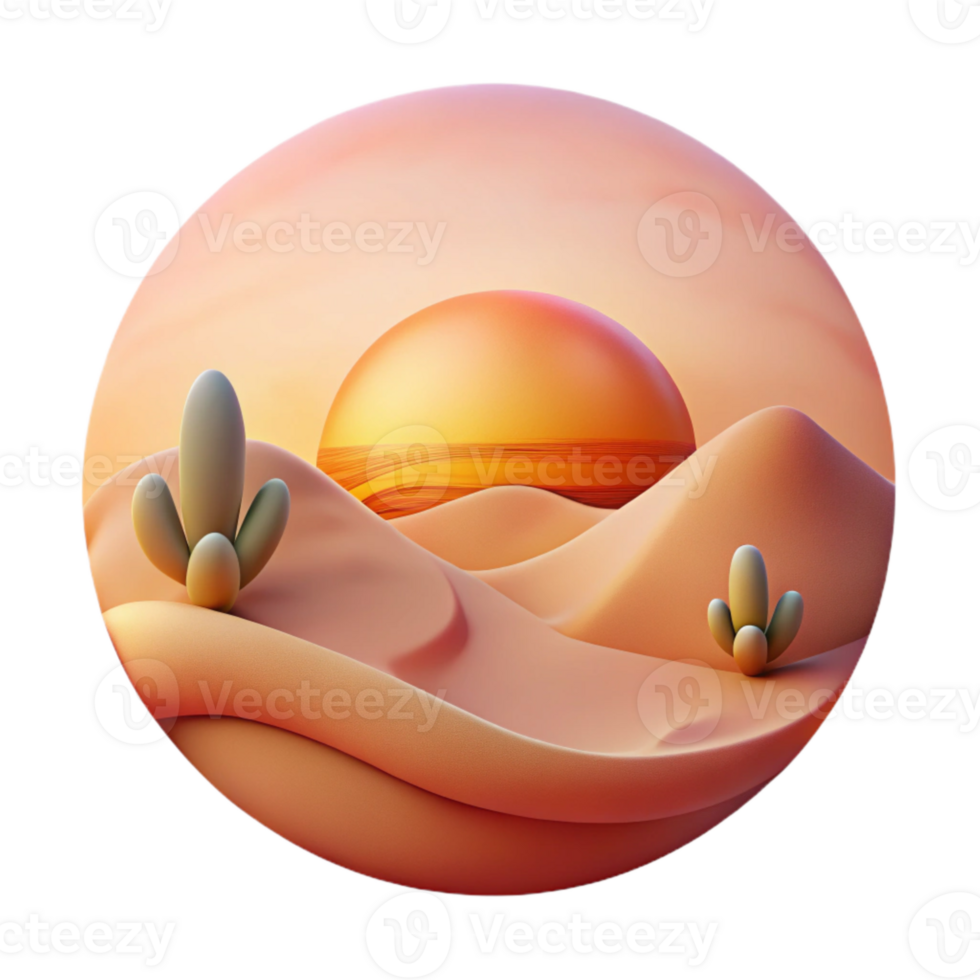 wonderful minimalist Sunset Over Desert Landscape Transparent Background detailed png