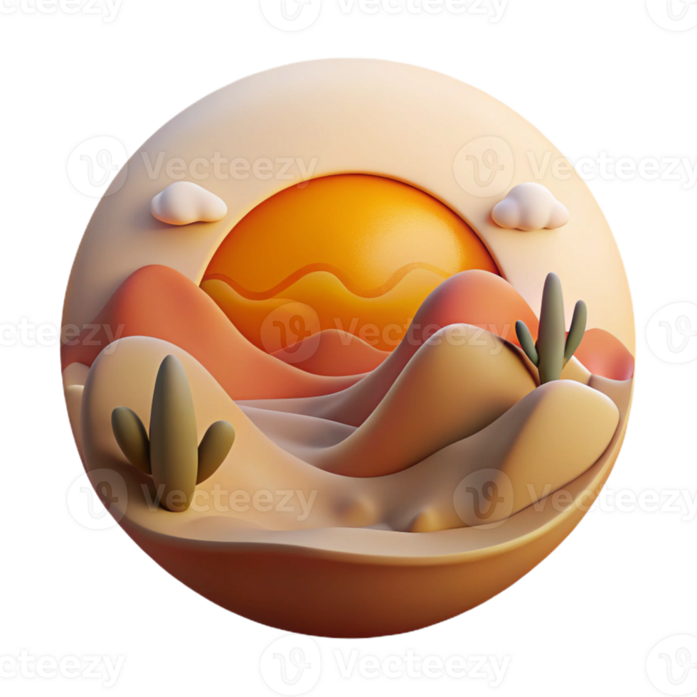 vibrant abstract Sunset Over Desert Landscape Transparent Background authentic png