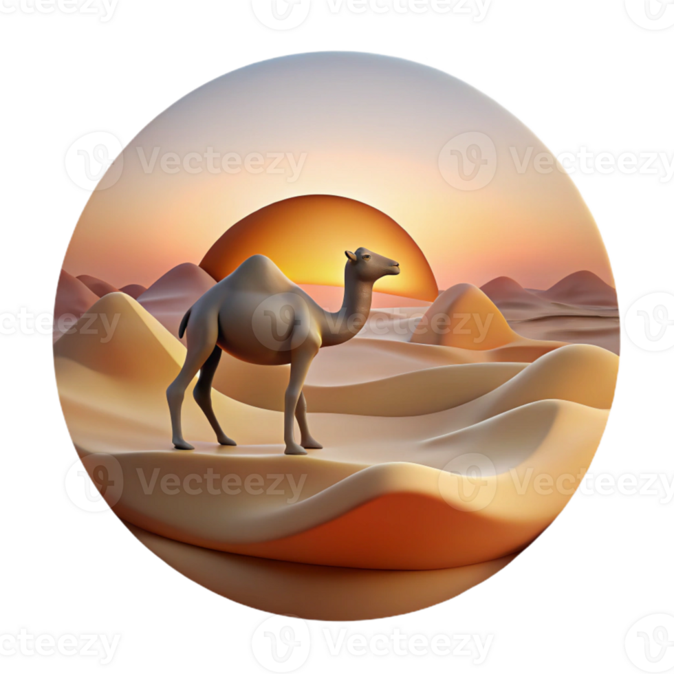 magnificent modern Sunset Over Desert Landscape Transparent Background high quality png