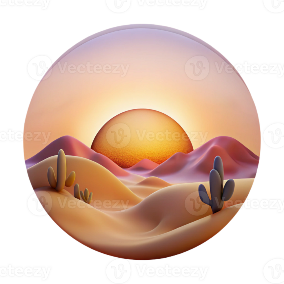 extraordinary contemporary Sunset Over Desert Landscape Transparent Background high resolution png