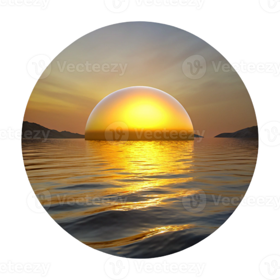 elegant traditional Sunset Over Lake Golden Reflection Calm Water Transparent Background original png