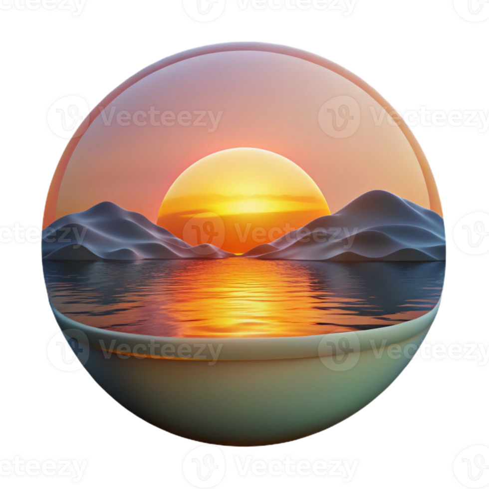 stunning abstract Sunset Over Lake Landscape Transparent exclusive png
