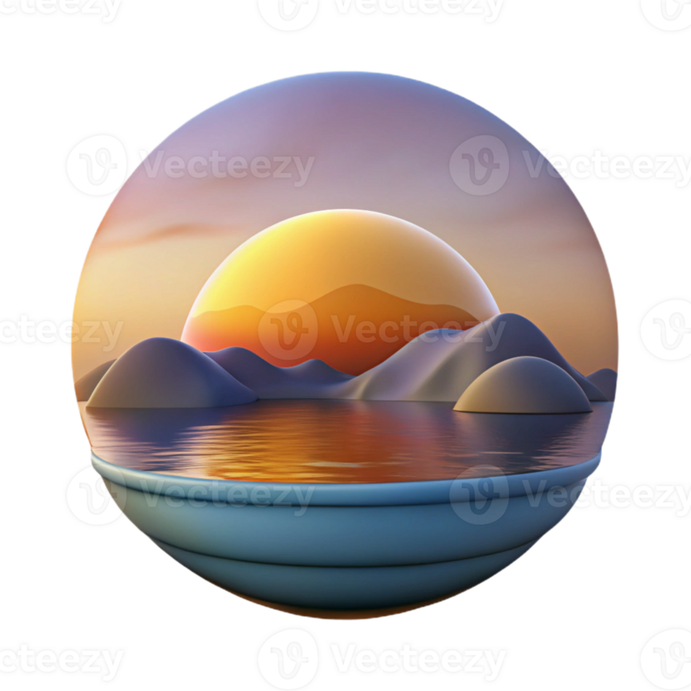stunning minimalist Sunset Over Lake Landscape Transparent detailed png