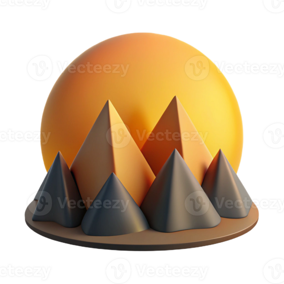 elegant traditional Sunset Over Mountains Golden Glow Silhouetted Peaks Transparent Background premium png