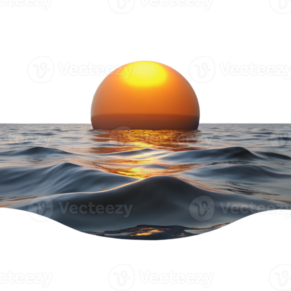 magnificent rustic Sunset Over Ocean Calm Scene Isolated high resolution png