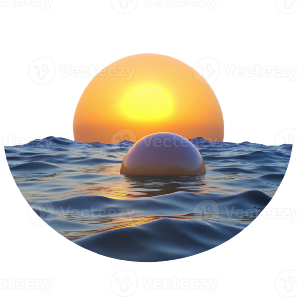 serene modern Sunset Over Ocean Calm Scene Isolated detailed png