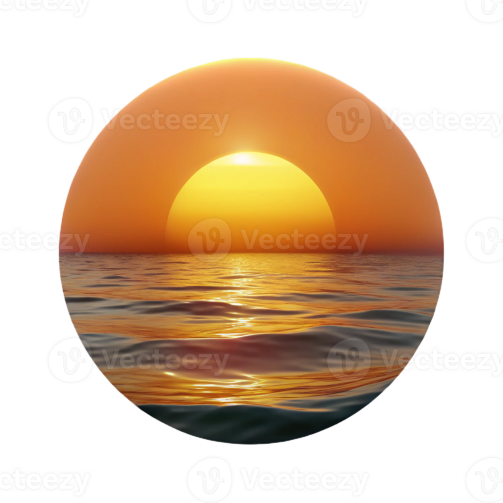 elegant minimalist Sunset Over Ocean Golden Horizon Calm Waters Transparent Background professional png