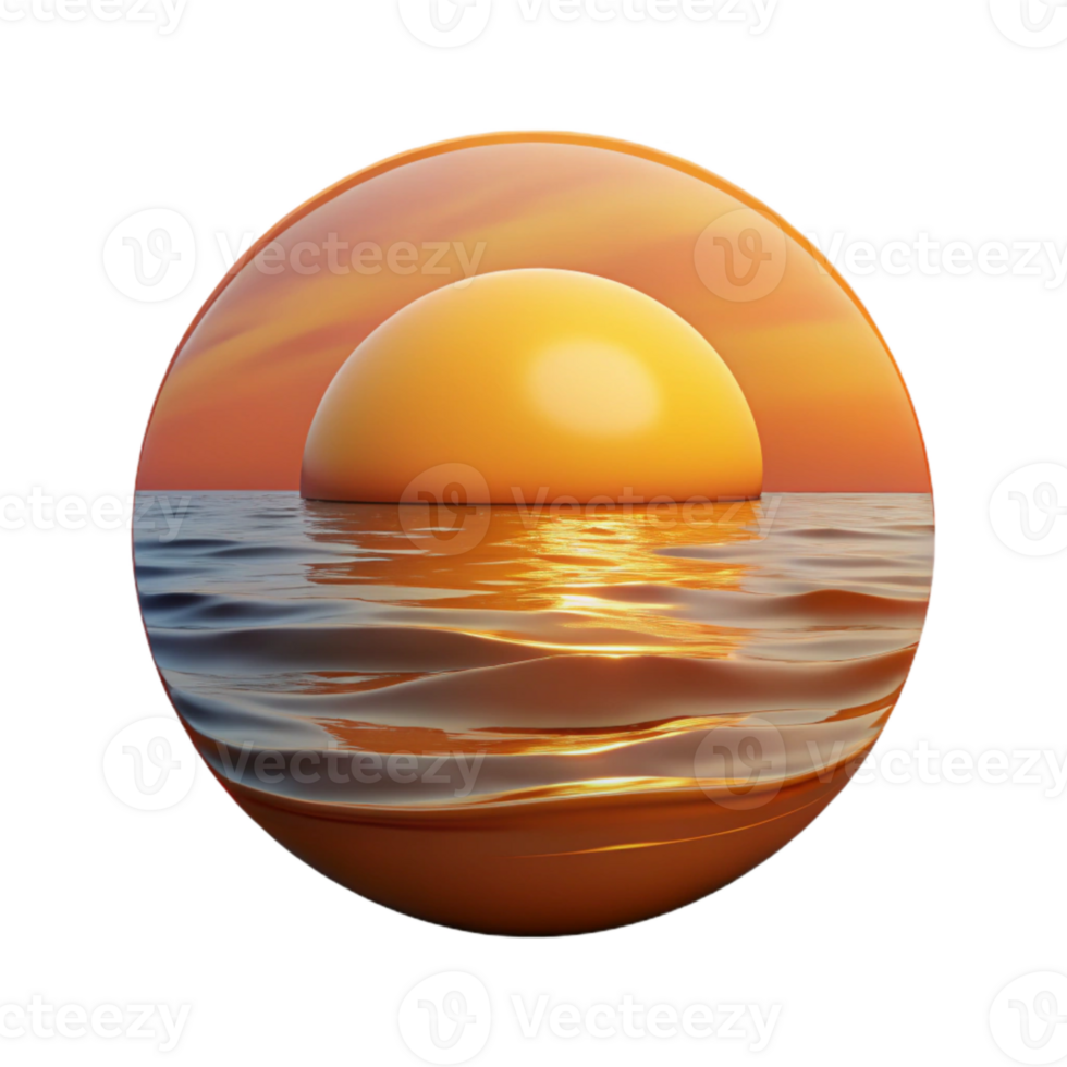 serene modern Sunset Over Ocean Orange Hues Cutout Element high resolution png