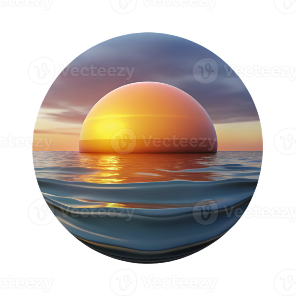 dramatic artistic Sunset Over Ocean Landscape with Palm Trees Isolated premium png