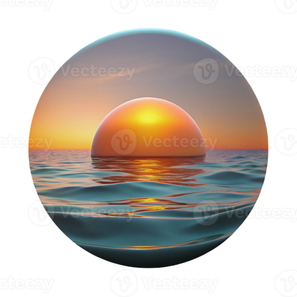 beautiful artistic Sunset Over Ocean Landscape with Palm Trees Isolated authentic png