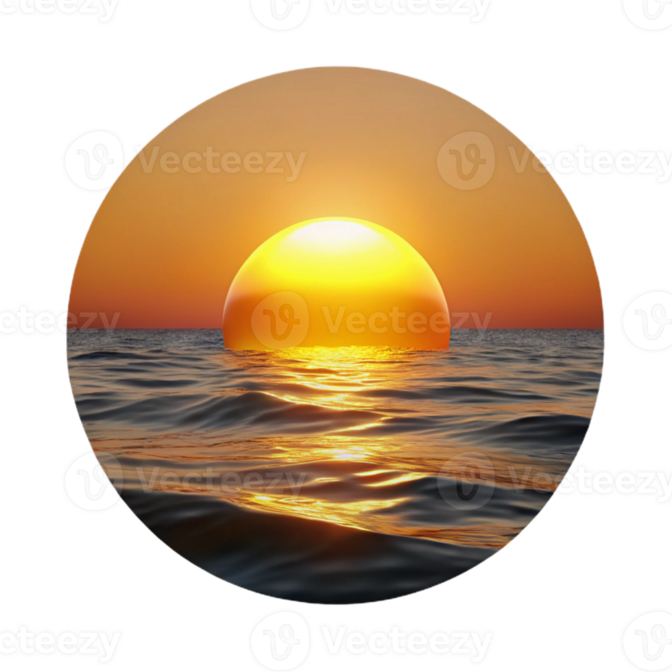 stunning modern Sunset Over Ocean Golden Horizon Calm Waters Transparent Background high resolution png