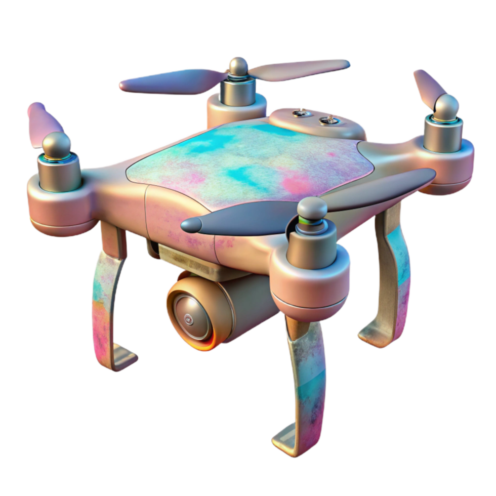 vibrant artistic Drone with Multispectral Camera Bottom View Transparent Background png