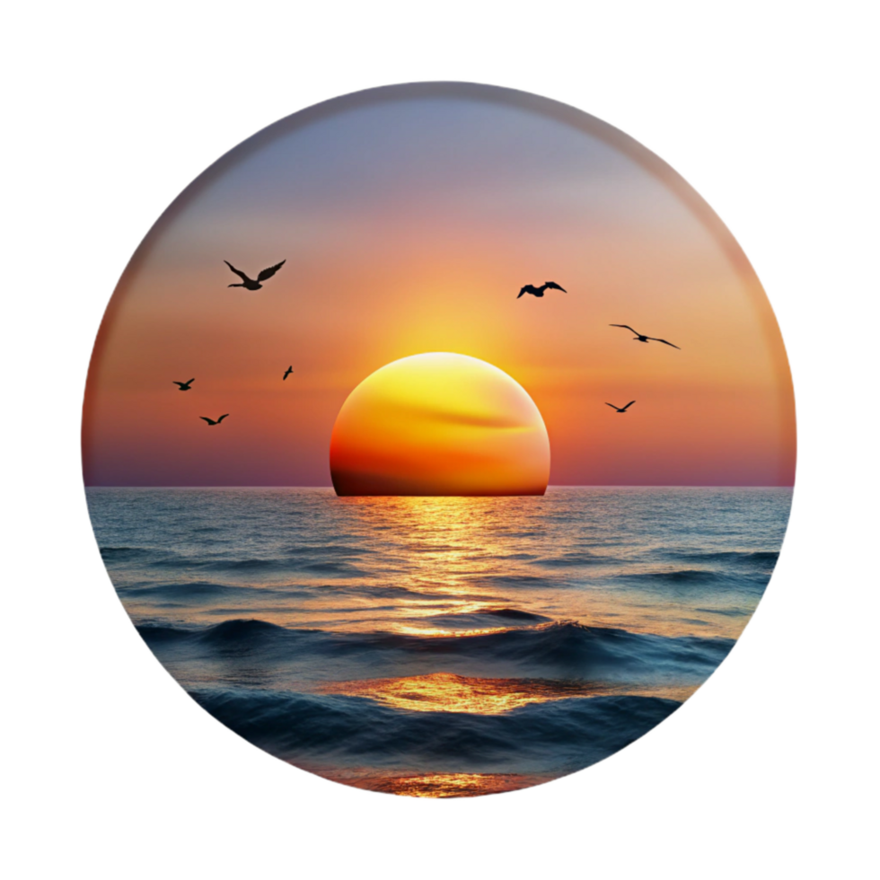 serene traditional Sunset Over Ocean with Clouds Transparent Element authentic png