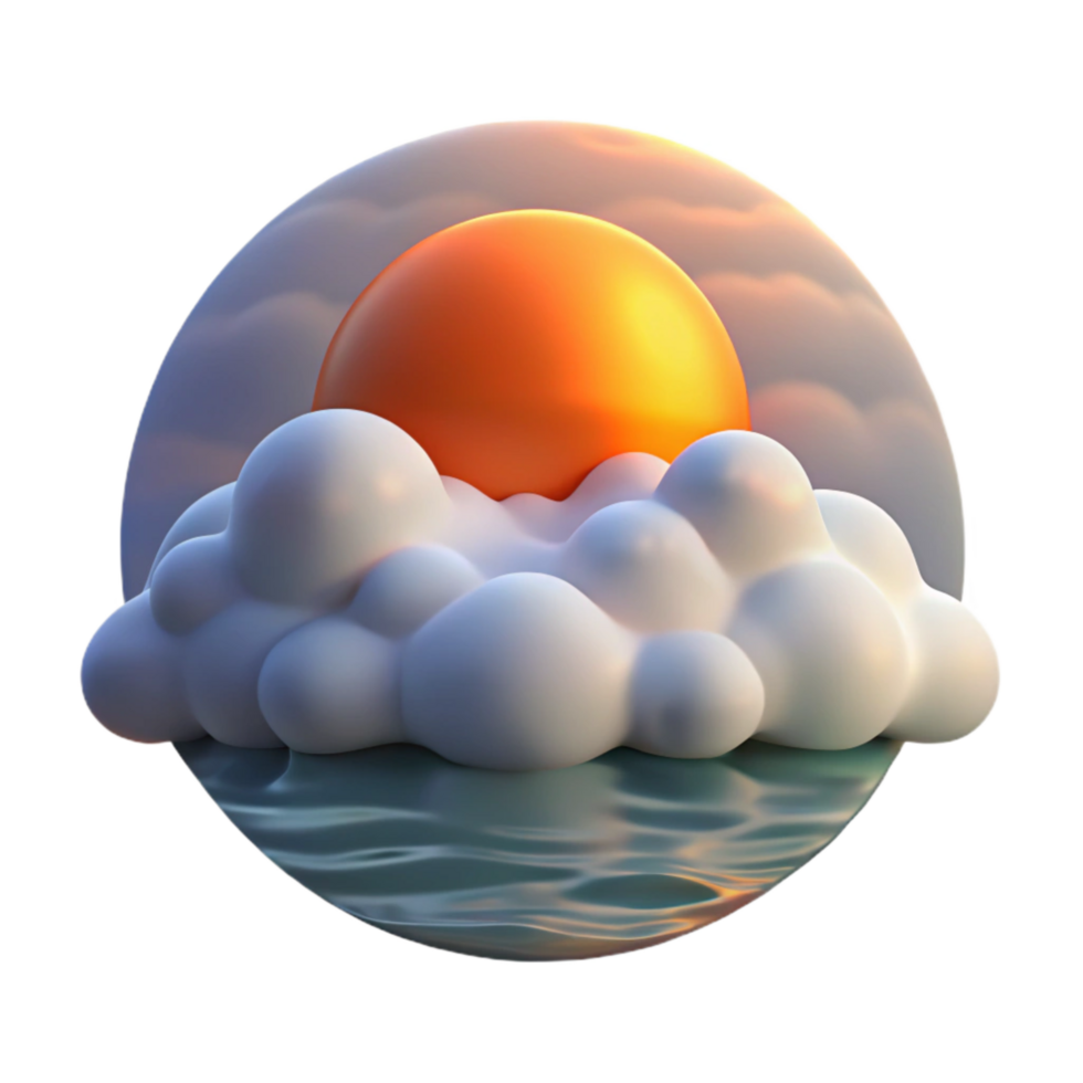 impressive traditional Sunset Over Ocean with Clouds Transparent Element high resolution png