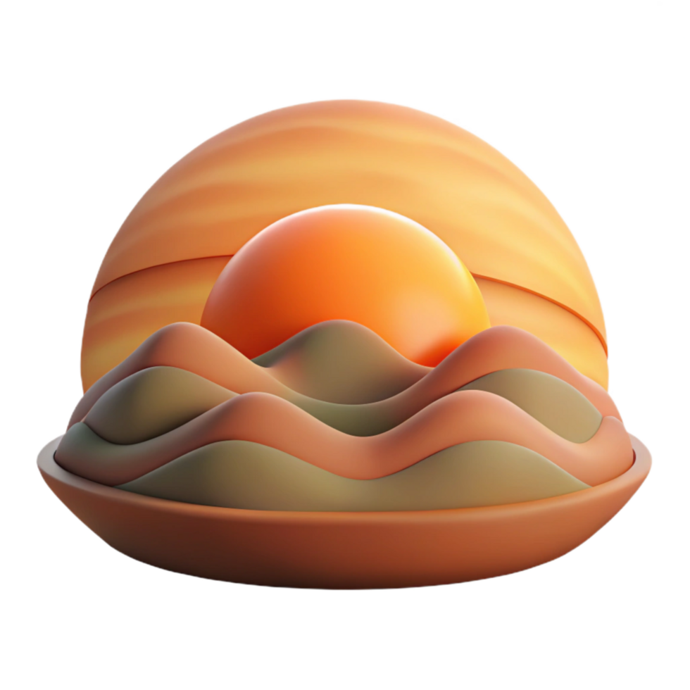 vibrant minimalist Sunset Over Rolling Hills Isolated Cutout high resolution png