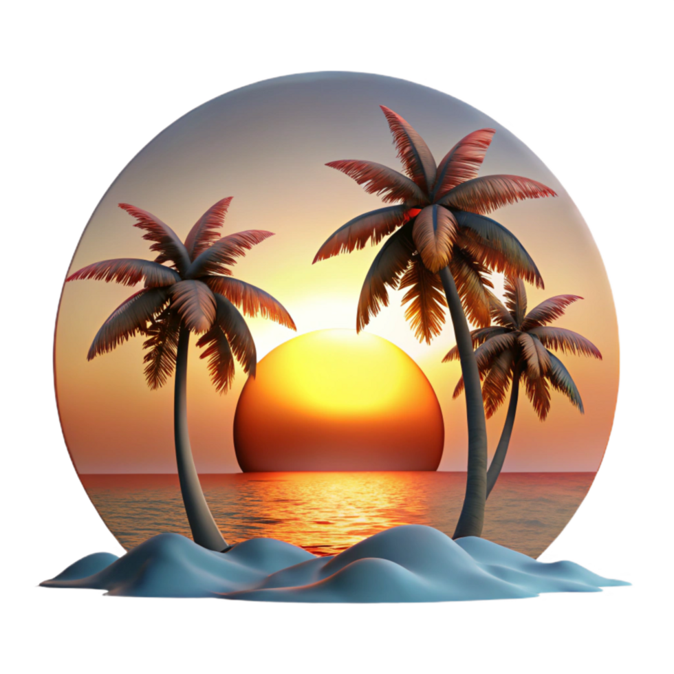 vibrant abstract Sunset Over Ocean with Clouds Transparent Element genuine png