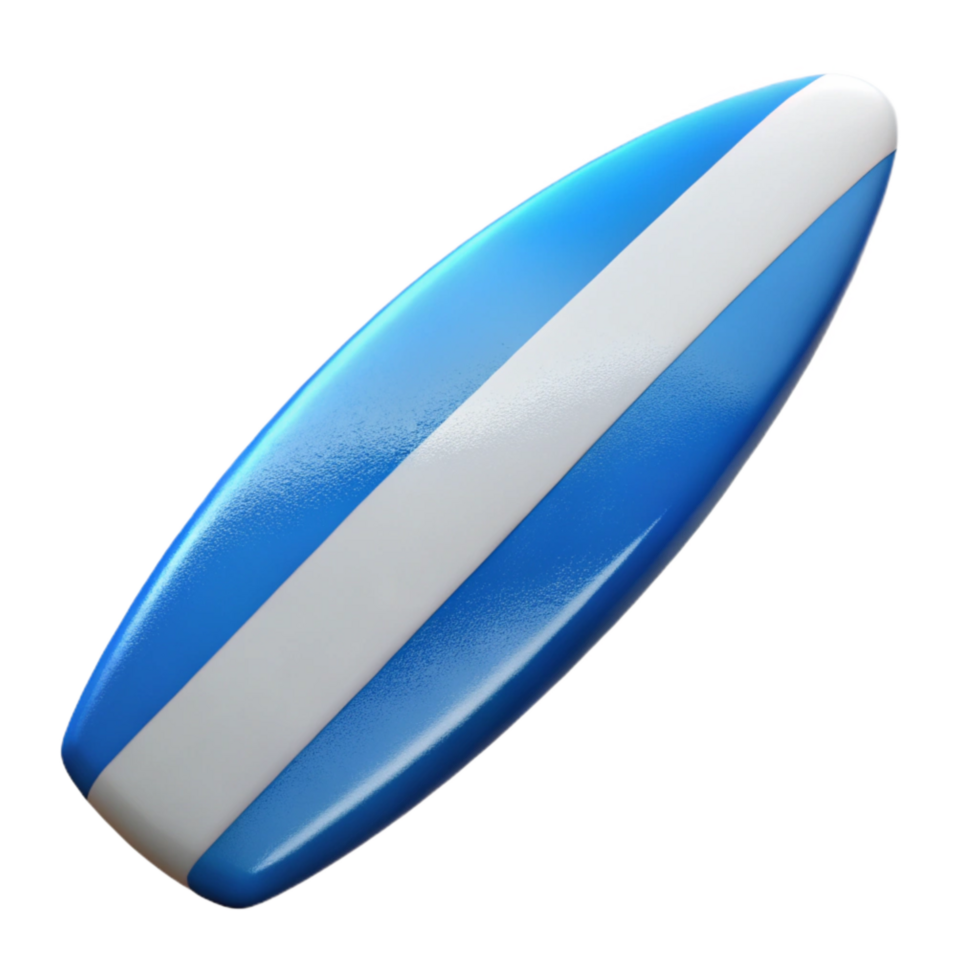 vibrant contemporary Surfboard Blue and White Stripes Isolated Element high resolution png